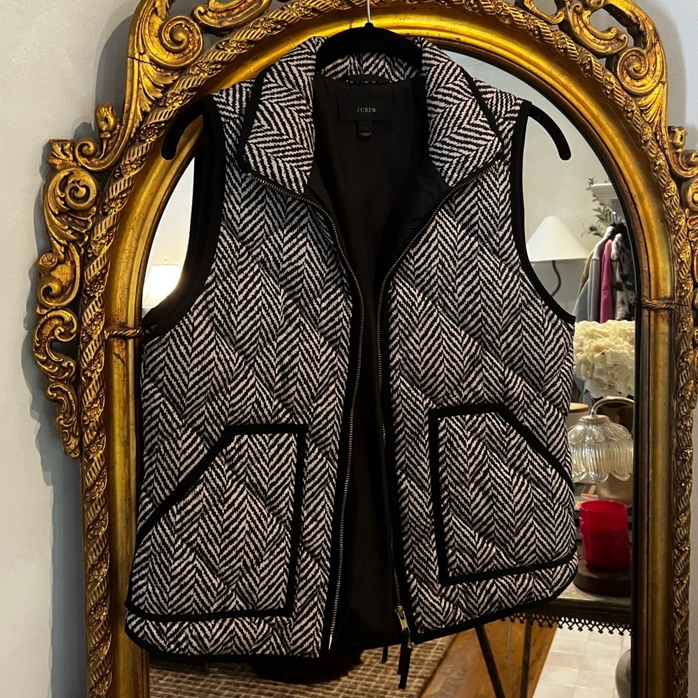 Black and White Herringbone Vest